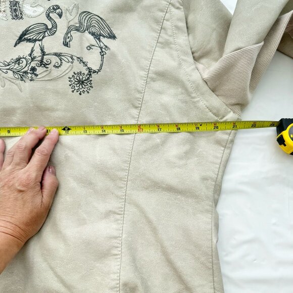 Desigual Faux Leather Biker Jacket Removable Sleeves And Collar Embroidered XL - Picture 14 of 16